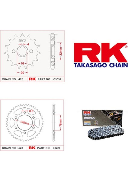 Zincir Dişli Set Yzf-R 125 08-15/MT-125 14-15 O-Ringli Set