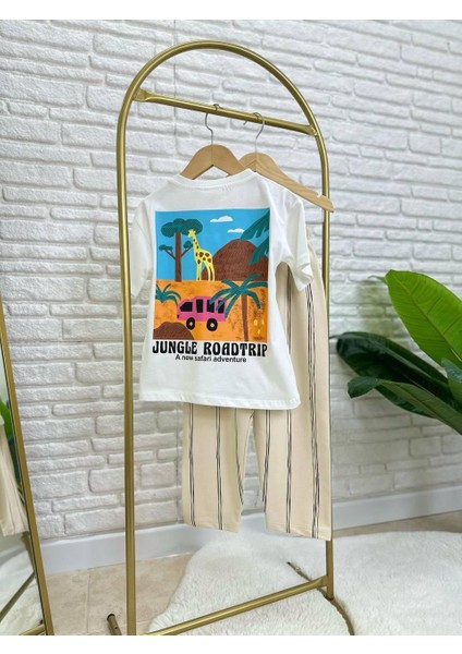 Jungle Çizgili Keten Kombinli Erkek Çocuk Alt Üst Takım fiyatları