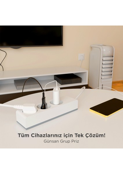Üçlü Çocuk Korumalı Topraklı Grup Priz 3 Metre