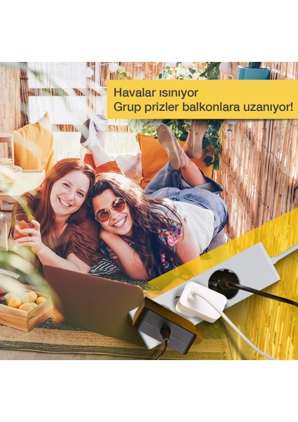 Üçlü Çocuk Korumalı Topraklı Grup Priz 3 Metre