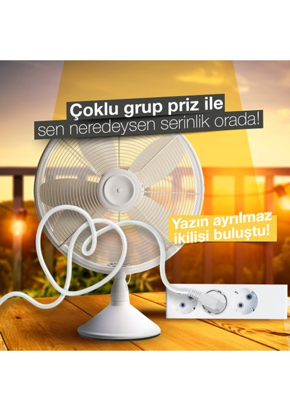 Üçlü Çocuk Korumalı Topraklı Grup Priz 3 Metre