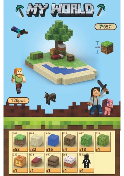 Mc Minecraft Manyetik Küpler Montaj Dıy Yapı Taşları Çocuklar Için Bulmaca Modeli Oyuncaklar (Yurt Dışından)