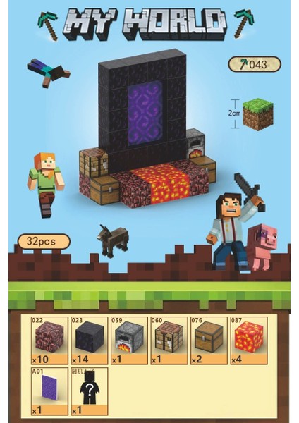 Mc Minecraft Manyetik Küpler Montaj Dıy Yapı Taşları Çocuklar Için Bulmaca Modeli Oyuncaklar (Yurt Dışından)