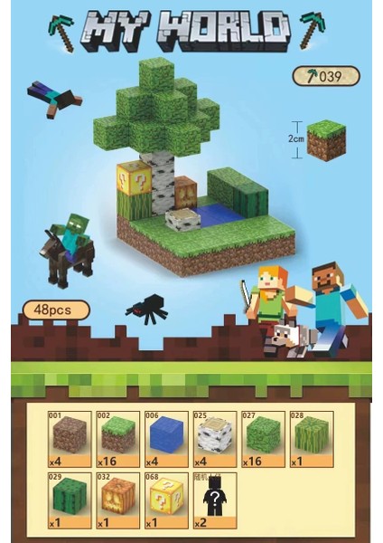 Mc Minecraft Manyetik Küpler Montaj Dıy Yapı Taşları Çocuklar Için Bulmaca Modeli Oyuncaklar (Yurt Dışından)