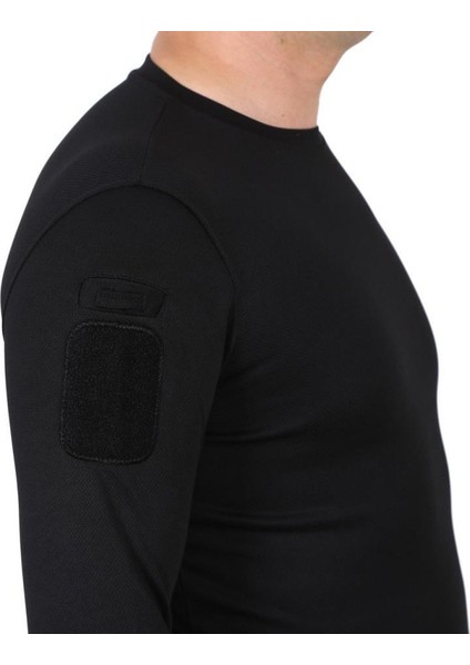 Bisiklet Yaka Uzun Kollu Basic&Taktik Erkek T-shirt, Siyah Renk