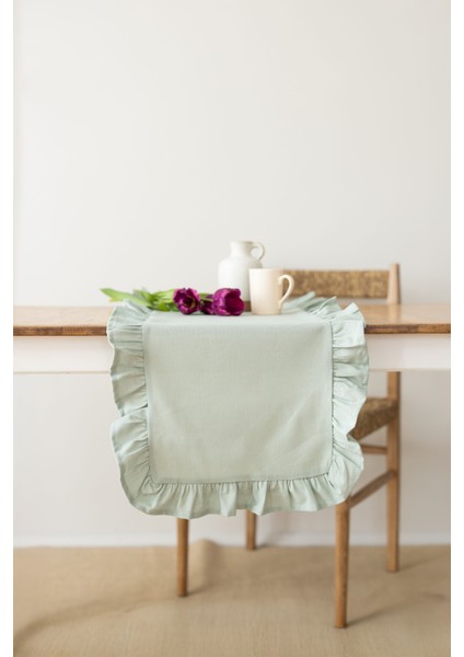 Rufle | Fırfırlı Keten Runner 40 x 110 cm