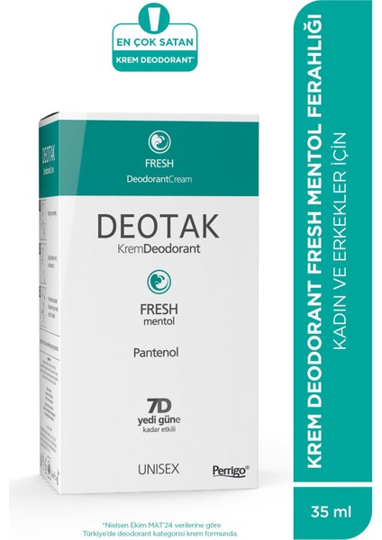 Mentol Ferahlığı 7 Güne Kadar Etkili Krem Deodorant 35 ml x 3 Adet