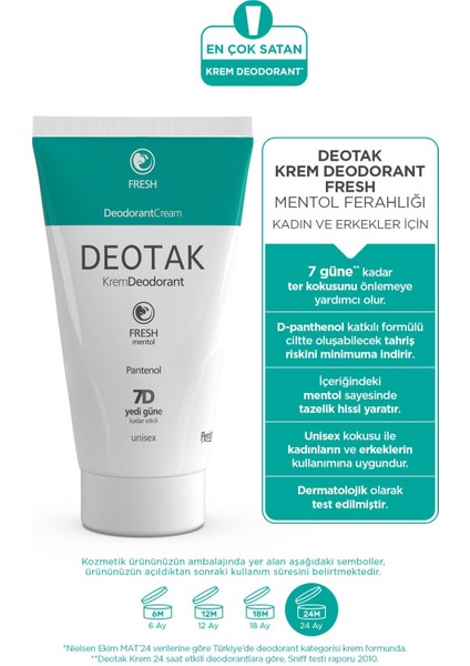 Mentol Ferahlığı 7 Güne Kadar Etkili Krem Deodorant 35 ml x 3 Adet