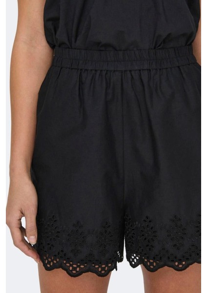 Onllou Lıfe Emb Loose Shorts Wvn Siyah