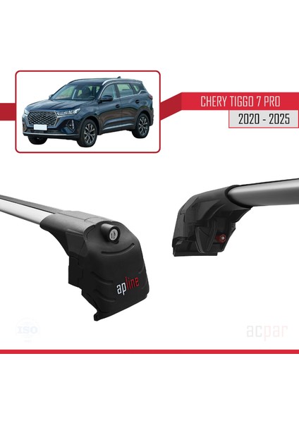 Chery Tiggo 7 (T15) Pro 2020 ve Sonrası ile Uyumlu Ace-2 Ara Atkı Tavan Barı Gri 2 Adet