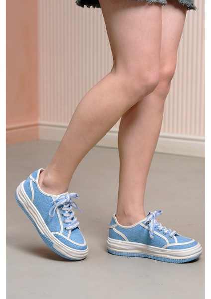 Kadın Sneaker Bağcıklı Keten Spor Ayakkabı Dofkin