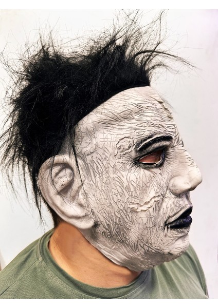 Siyah Saçlı Michael Myers Yüze Tam Yapışan Et Maske Korku Maskesi