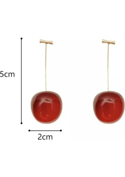 Kiraz Figürlü Kirazlı Yaz Serisi Küpe Bordo Özel Tasarım Sallantılı Küpe modelleri