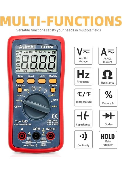 Dijital Multimetre 4000 Counts Test Cihazi DT132A