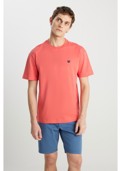 Regular Fit Normal Kesim Bisiklet Yaka %100 Pamuk Turuncu Tişört modelleri