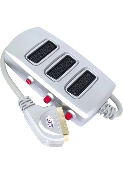 Scart Dağıtıcı 3 Li Silver Butonlu (Elektromer) (4887)