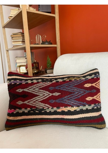 30 x 50 cm Güneybatı Stili El Dokuma Kilimden Oluşan Harika Desenli Antik Kırlent Kılıf
