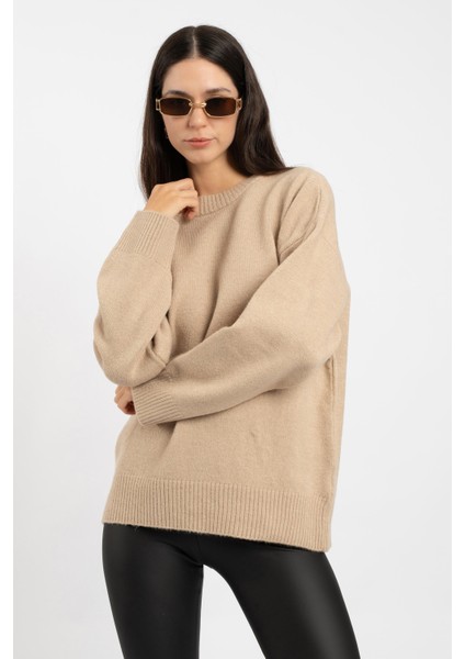 Rtd&vld Kadın VITA-173 Stob Bisiklet Yaka Triko Kazak Bej