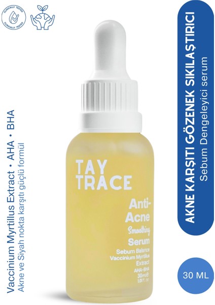 Anti Akne Serum - Pürüzsüzleştirici Etki, Vaccinium Myrtillus (Yaban Mersini), Aha & bha içerikli
