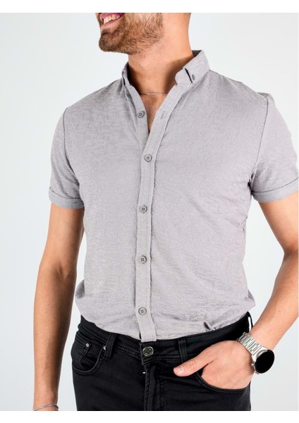 Erkek Gri Kısa Kol Gömlek
