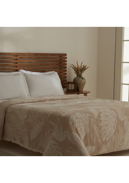 Leafy Sea Müslin Çift Kişilik Tek Pike Bej fiyatları