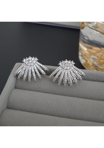 Vip Özel Seri Gümüş Renk Taşlı Abiye Kadın Küpe fırsatları