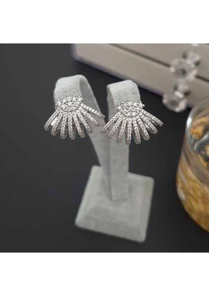 Vip Özel Seri Gümüş Renk Taşlı Abiye Kadın Küpe indirimleri