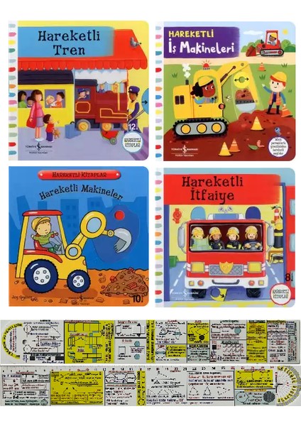 Hareketli Tren+Iş Makineleri+Makineler+Itfaiye 4'lü Set + Mat. Öğreten Cetvel