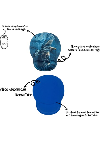 Bilek Destekli Memory Foam Kaymaz Taban Mouse Pad MSP-012 Desenli 0001