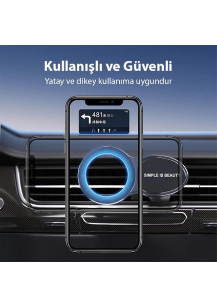 Ultra Güçlü Magsafe Uyumlu Araç Içi Telefon Tutucu 360 Döner Başlık Havalandırma Araç Tutucu