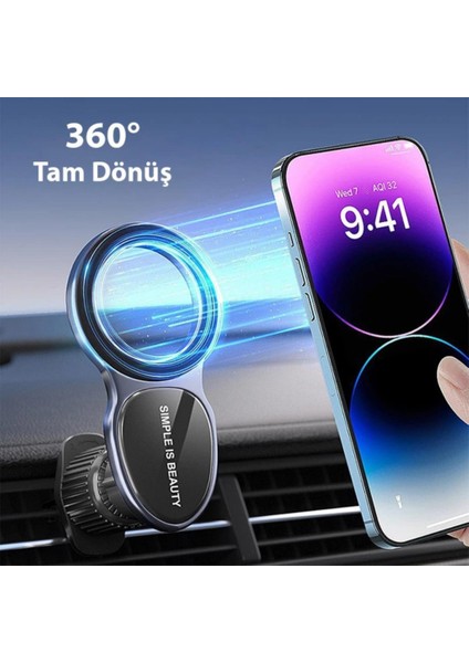 Ultra Güçlü Magsafe Uyumlu Araç Içi Telefon Tutucu 360 Döner Başlık Havalandırma Araç Tutucu
