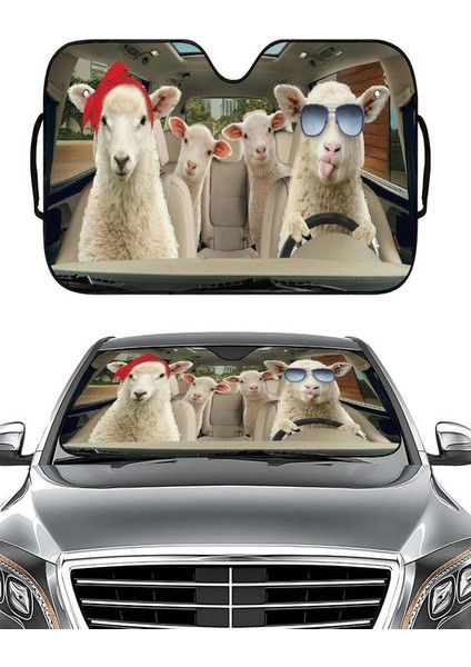 Araba Ön Cam Güneşliği Baskılı Metalize Parlak Alüminyum Katlanabilir Oto Güneşlik (130X70CM)