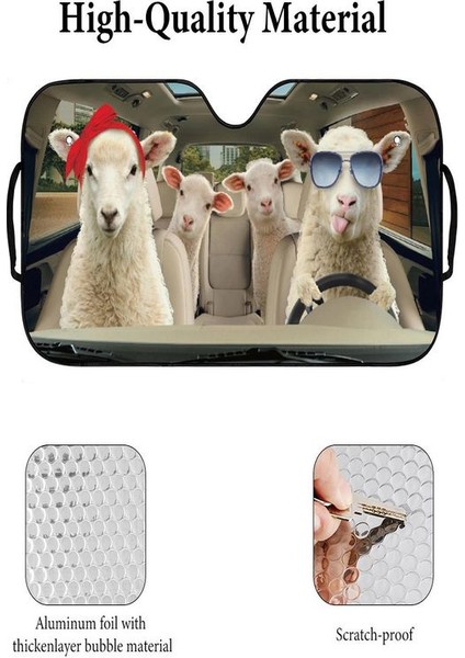 Araba Ön Cam Güneşliği Baskılı Metalize Parlak Alüminyum Katlanabilir Oto Güneşlik (130X70CM)