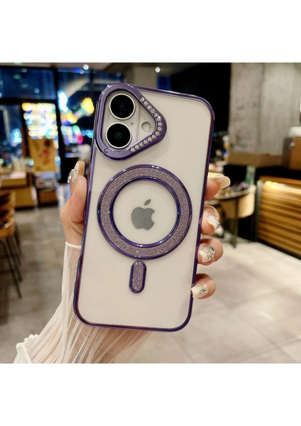 Apple iPhone 11 Mor Elegance Taşlı Magsafe Telefon Kılıfı