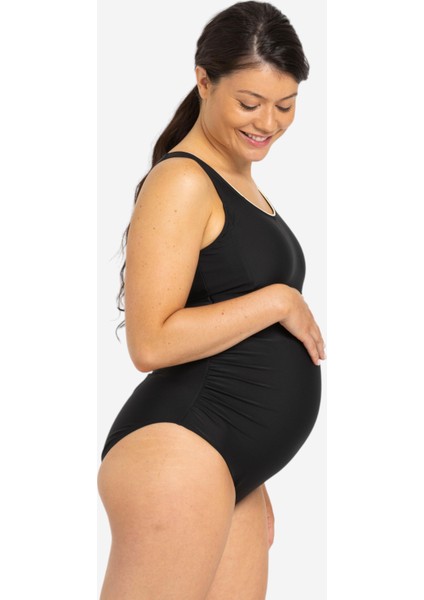 Nabaiji Kadın U Kesim Sırt Detaylı Hamile Mayosu - Siyah - Nora