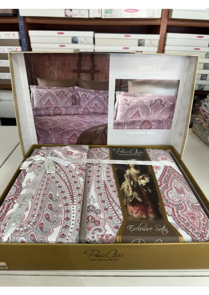 Saten Çift Kişilik Nevresim Takımı Saraylı