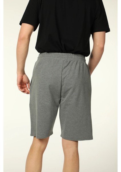 Erkek Basic Regular Fit Tişört Şort Takım Koyu Gri - Siyah modelleri