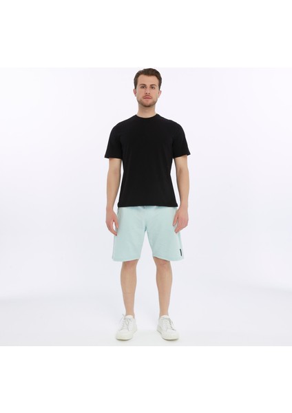 Erkek Basic Regular Fit Tişört Şort Takım Su Yeşili - Siyah
