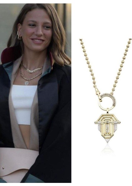 Özel Seri Zirkon Taşlı Marka Model Gold Serenay Kolye fiyatları