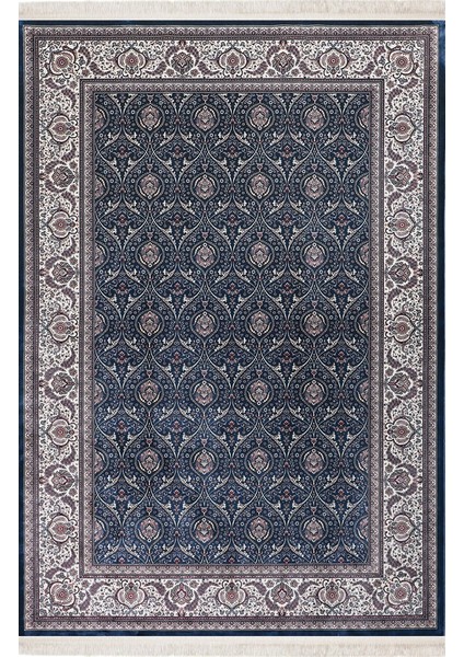 Ferimah 39643B Mavi Yumuşak Dokulu Sık Dokuma Üst Kalite Vintage Ipek Bambu Halı
