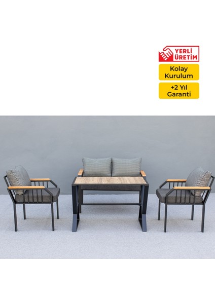 60 x 20 Grandluxe Lux Bahçe Seti 2+1+1+Masa