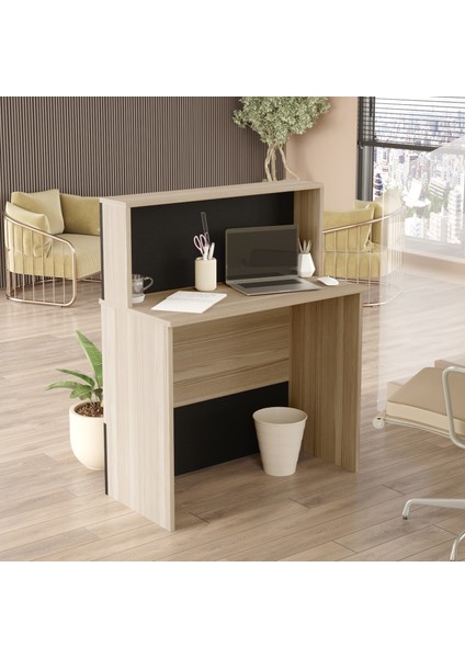 Verona Ofis Karşılama Bankosu Meşe-Siyah