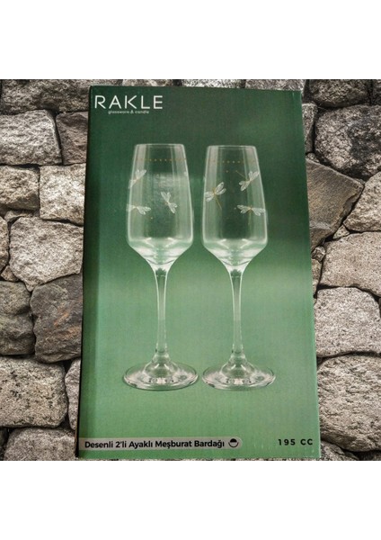 Rakle Dragonfly Desenli 2'li Ayaklı Meşrubat,su Bardağı Seti 195 cc