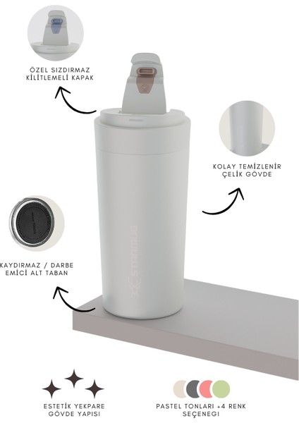 Soothe 380 ml / 13 Oz Çelik Termos - Krem