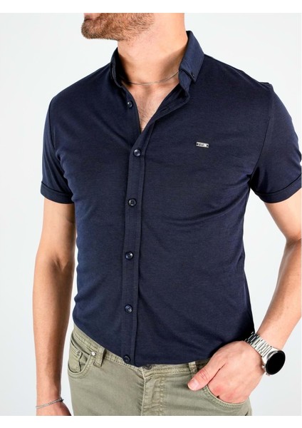 Erkek Lacivert Kısa Kol Gömlek