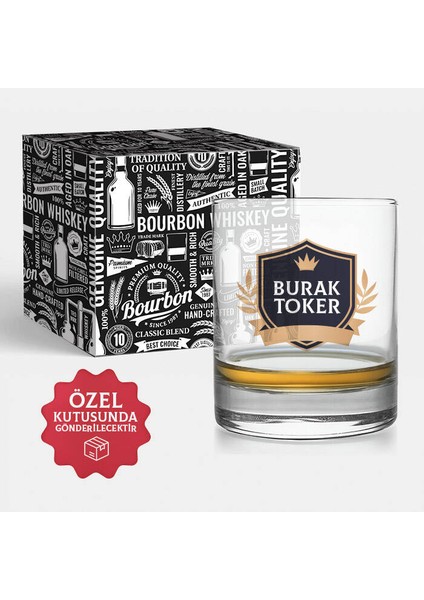 Isme Özel Viski Bardağı Hediyelik Şık Kutusunda