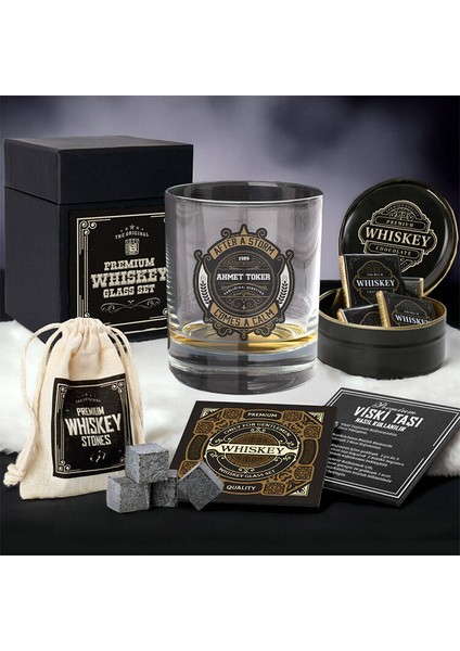 Isme Özel Şık Kutulu Roskilde Viski Kadehi Seti