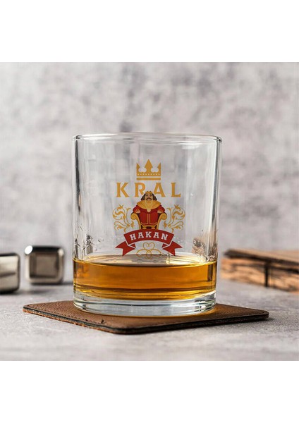 Tahttaki Kral Tasarımlı Isme Özel Renkli Viski Kadehi