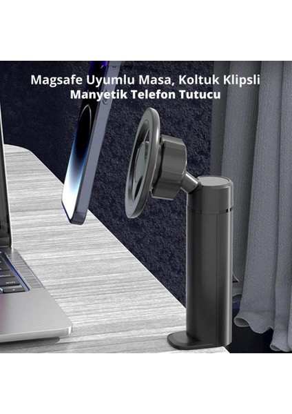 Magsafe Uyumlu Ayarlanabilir Klıpsli Masaüstü Telefon Tutucu Masa Dolap Araç Için Telefon Standı