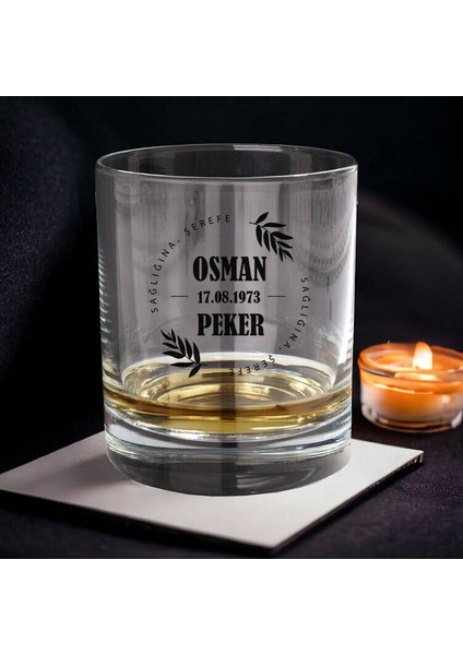 Özel Kutuda Kişiye Özel Paisley Viski Bardağı Seti
